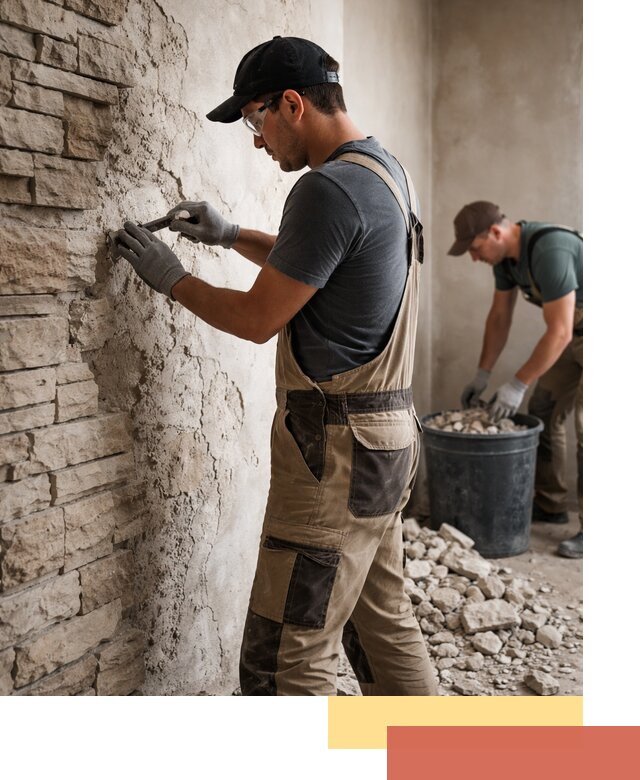 Демонтаж декоративного камня в Снежинске профессионально и безопасно