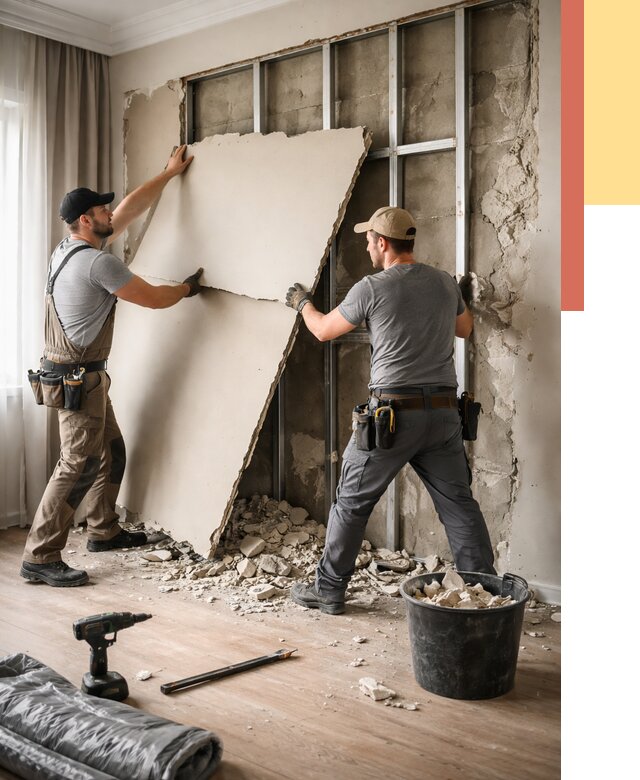 Демонтаж гипсокартона со стен в Снежинске от 364 руб. — услуги демонтажа | ОТДЕЛОЧНИК-Снж