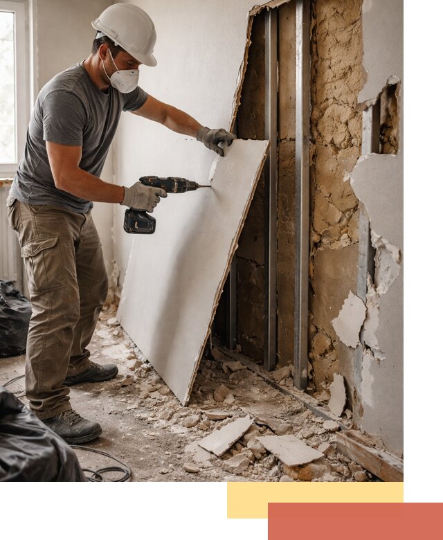 Демонтаж гипсокартона со стен в Снежинске качественно и быстро