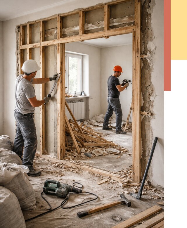 Демонтаж деревянных перегородок в Снежинске от 3325 руб. — быстро и недорого | ОТДЕЛОЧНИК-Снж