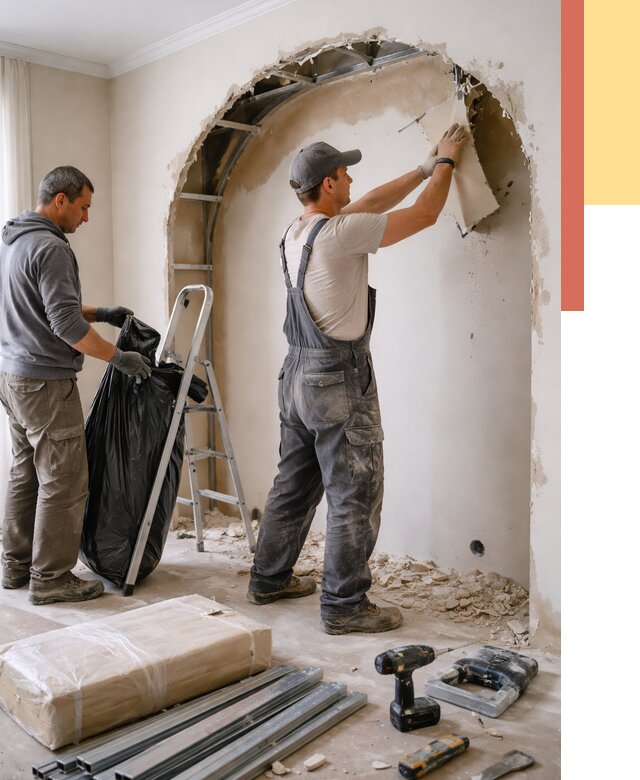 Демонтаж арки из гипсокартона в Снежинске от 3637 руб. — услуги под ключ | ОТДЕЛОЧНИК-Снж