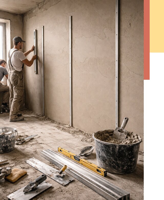 Штукатурка стен по маякам в Снежинске от 5716 руб./м² — выравнивание под ключ | ОТДЕЛОЧНИК-Снж