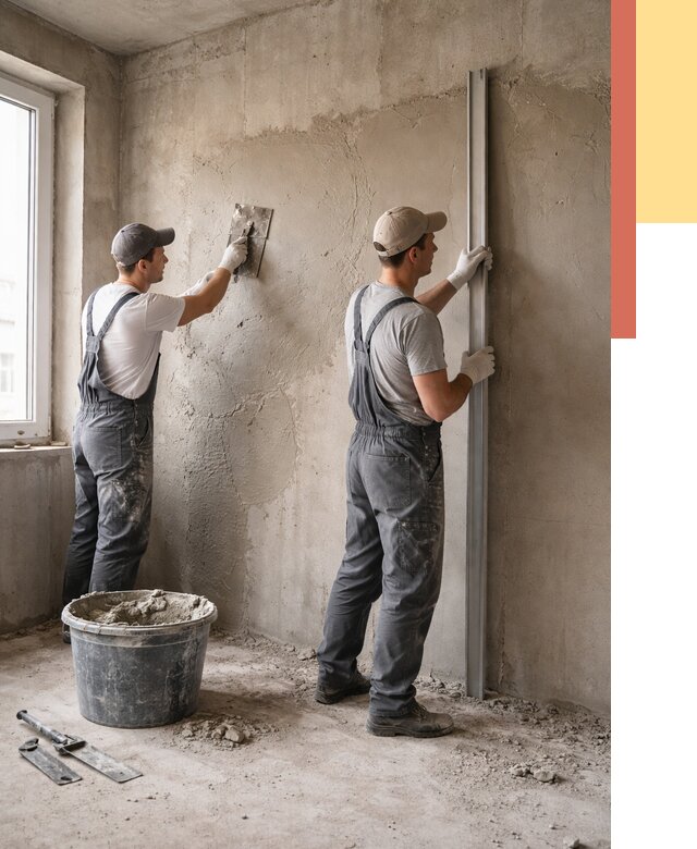 Штукатурка бетонных стен в Снежинске от 4676 руб/м² — качественно и быстро | ОТДЕЛОЧНИК-Снж