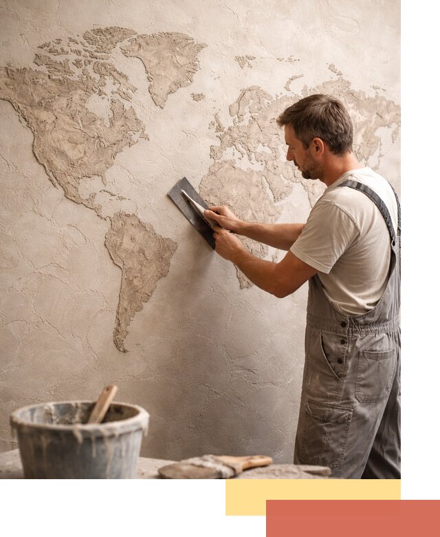 Декоративная штукатурка «Карта мира» под ключ в Снежинске