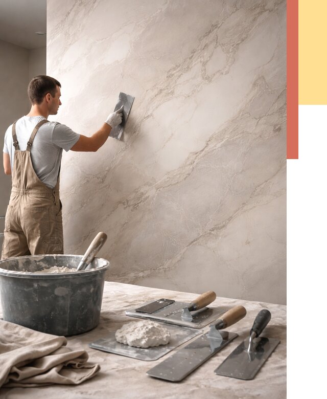 Декоративная штукатурка под мрамор в Снежинске от 2910 руб./м² — быстро и недорого | ОТДЕЛОЧНИК-Снж