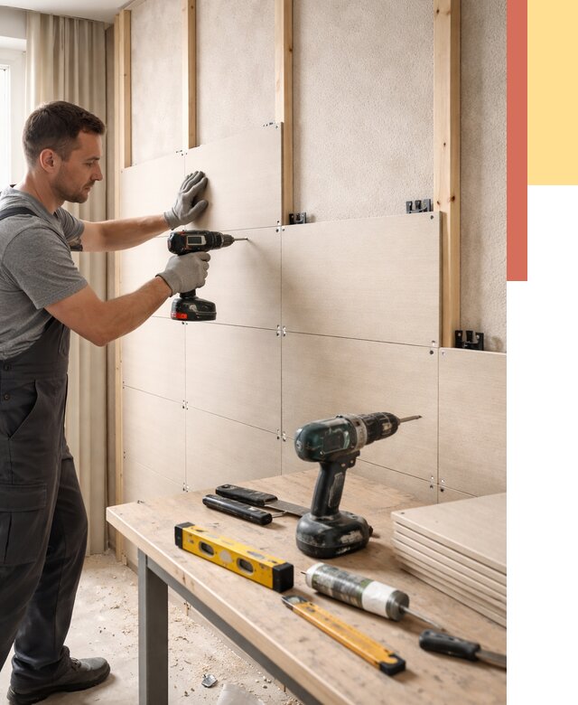 Монтаж МДФ панелей на стены в Снежинске от 1299 руб. под ключ | ОТДЕЛОЧНИК-Снж