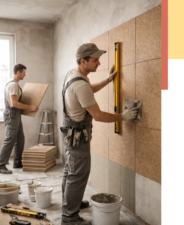 Монтаж пробковых панелей на стены в Снежинске от 3637 руб. — ОТДЕЛОЧНИК-Снж