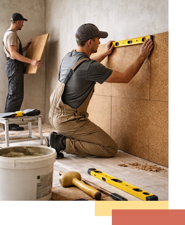 Монтаж пробковых панелей на стены в Снежинске быстро и качественно