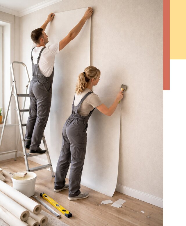 Поклейка флизелиновых обоев в Снежинске от 6235 руб. | Быстро и недорого — ОТДЕЛОЧНИК-Снж