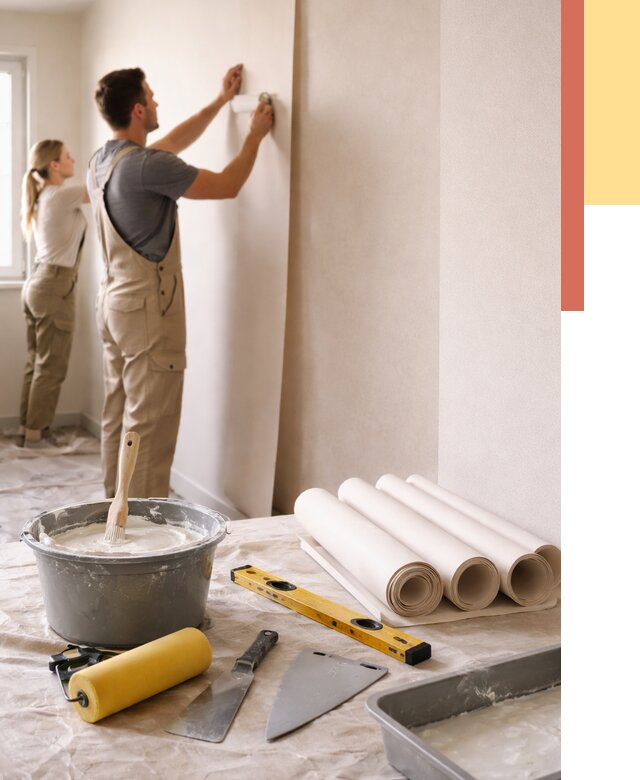 Поклейка бумажных обоев в Снежинске от 5716 руб./м2 — быстро и недорого | ОТДЕЛОЧНИК-Снж