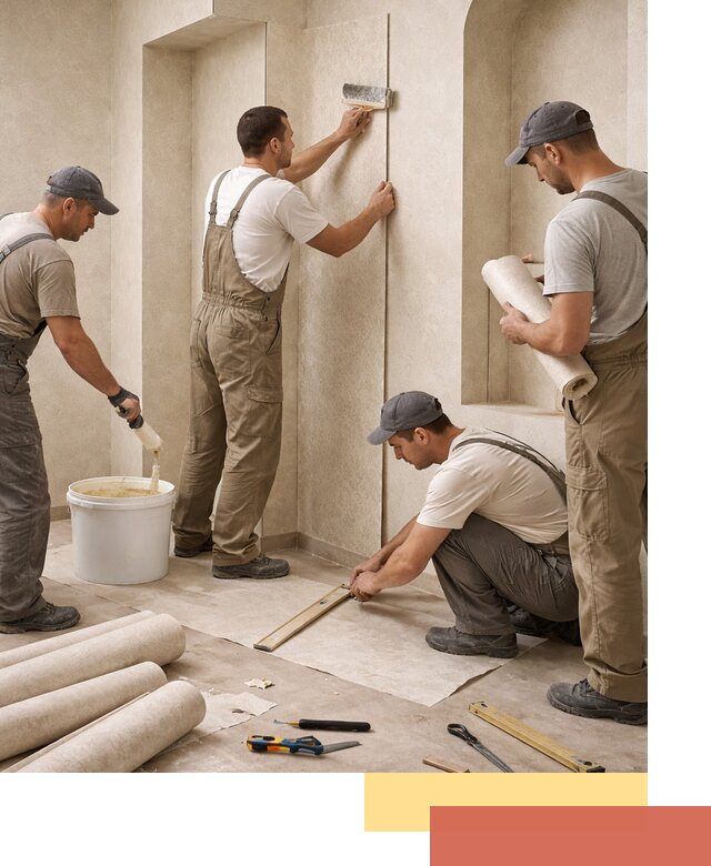 Поклейка обоев на сложные стены и неровные поверхности в Снежинске