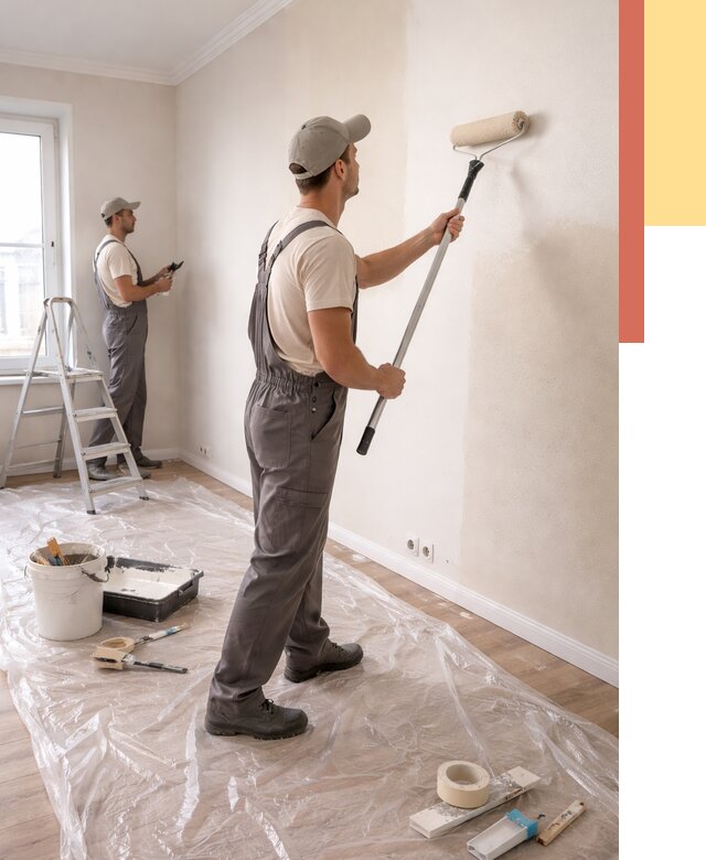 Покраска стен акриловой краской в Снежинске от 3637 руб./м² — быстро и недорого | ОТДЕЛОЧНИК-Снж