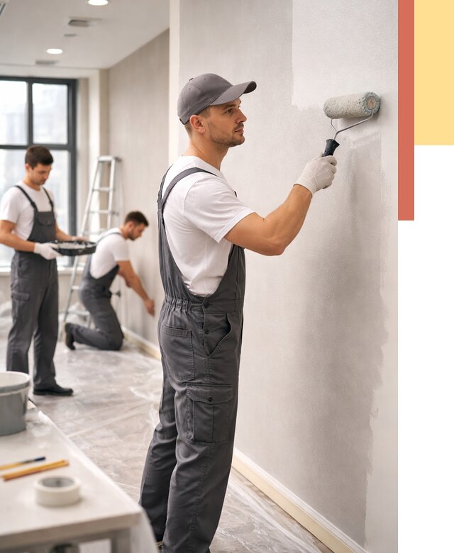 Покраска стен в офисе в Снежинске от 8833 руб. — быстро и недорого | ОТДЕЛОЧНИК-Снж