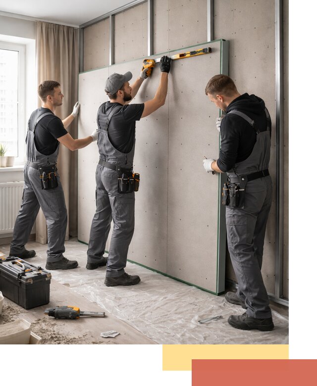 Шумоизоляция стен панелями ЗИПС в Снежинске для жилых и коммерческих помещений