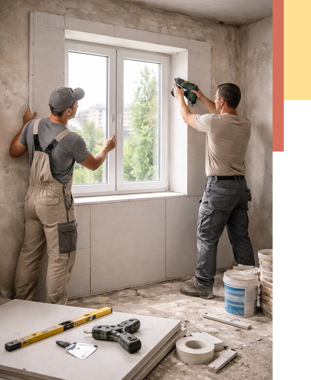 Монтаж откосов из гипсокартона в Снежинске от 4676 руб. под ключ | ОТДЕЛОЧНИК-Снж