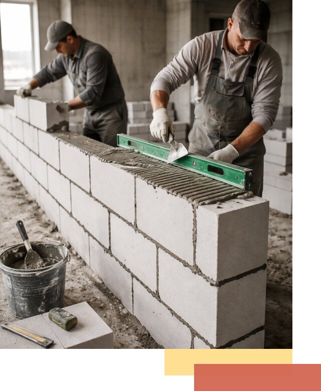 Кладка перегородок из газобетона в Снежинске быстро и качественно