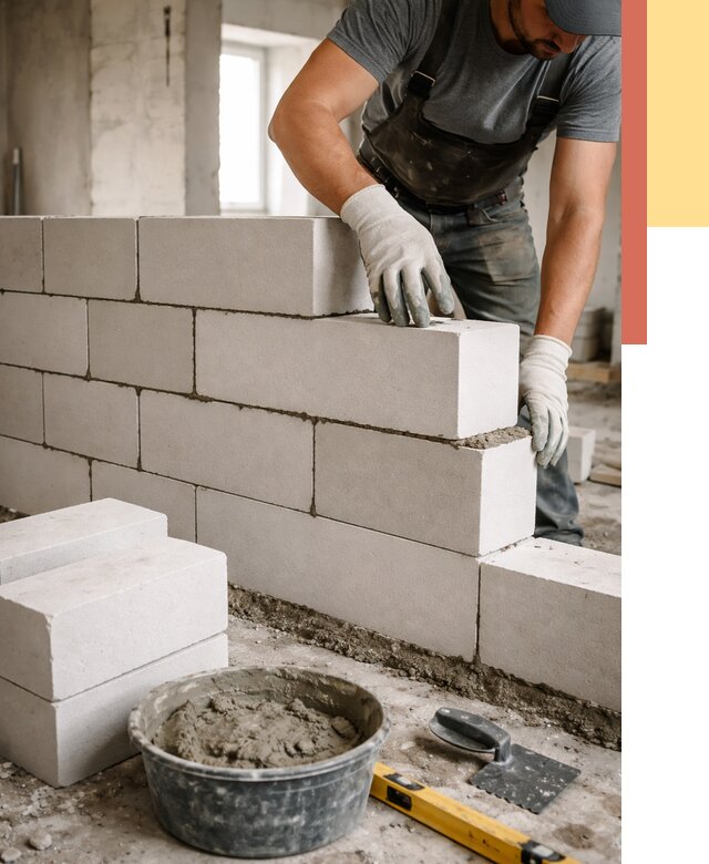 Кладка перегородок из силикатного блока в Снежинске от 4157 руб. под ключ | ОТДЕЛОЧНИК-Снж