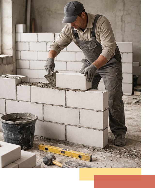 Кладка перегородок из силикатного блока в Снежинске