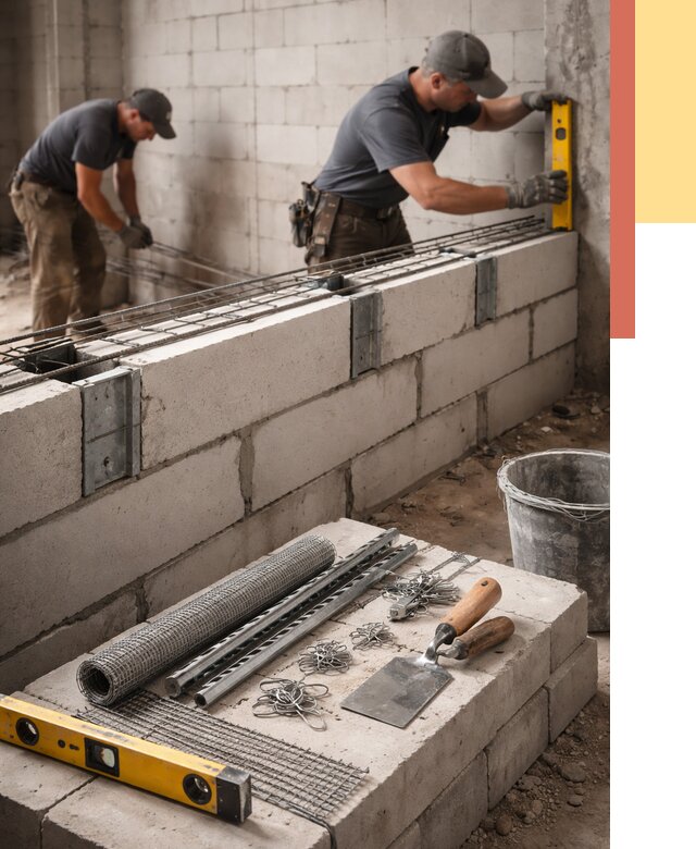 Армирование кладки перегородок в Снежинске от 779 руб. под ключ | ОТДЕЛОЧНИК-Снж