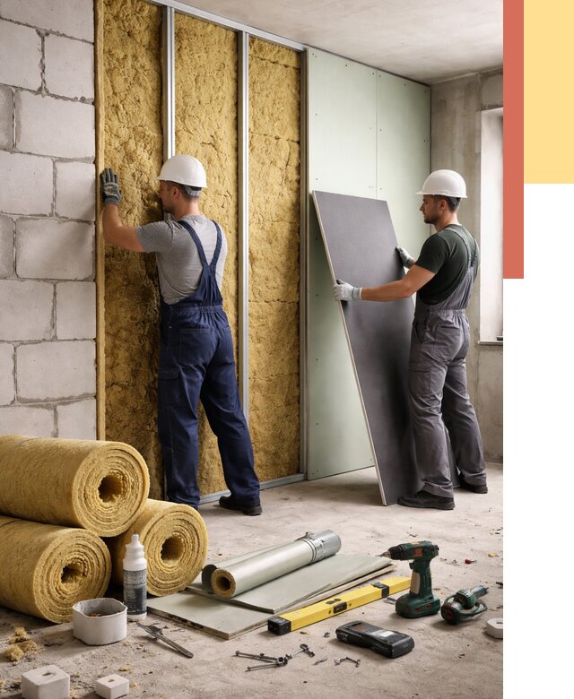 Шумоизоляция перегородок из блоков в Снежинске от 1923 руб./м² — быстро и недорого | ОТДЕЛОЧНИК-Снж