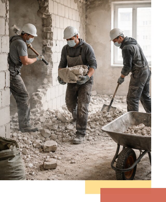 Демонтаж блочных перегородок в Снежинске быстро и аккуратно