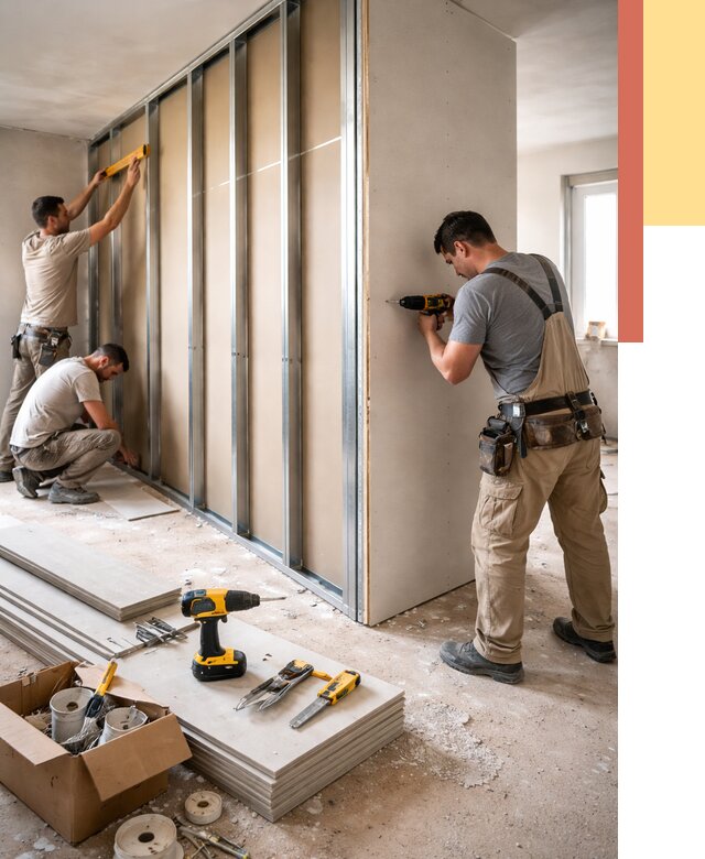 Монтаж однослойной перегородки из гипсокартона в Снежинске от 675 руб. | ОТДЕЛОЧНИК-Снж