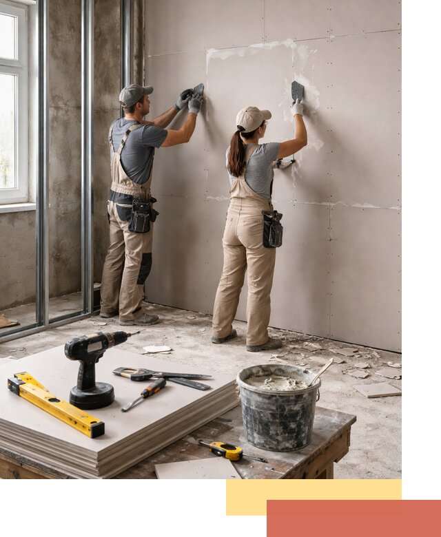 Монтаж двухслойной перегородки из гипсокартона в Снежинске