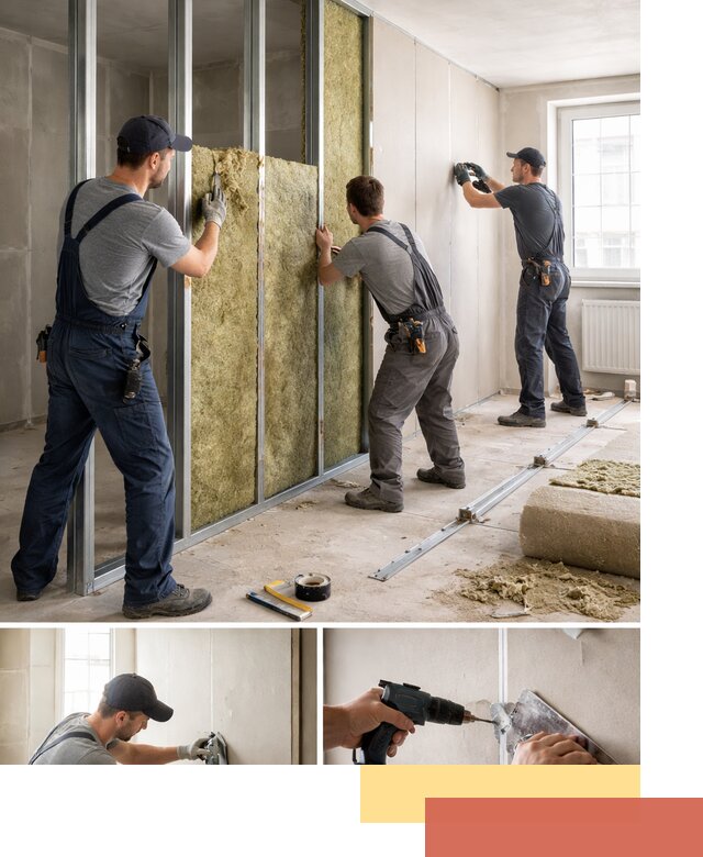 Перегородка из гипсокартона с шумоизоляцией в Снежинске — монтаж под ключ