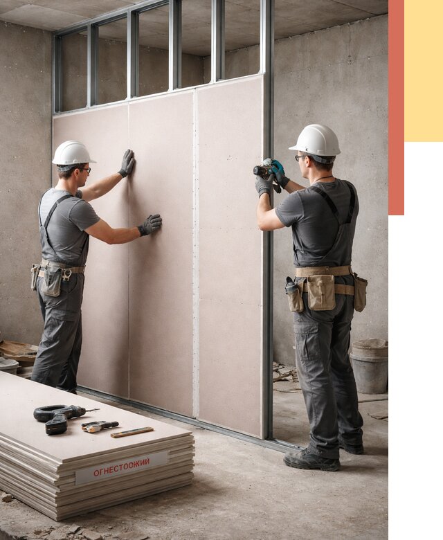 Перегородка из огнестойкого гипсокартона в Снежинске от 1923 руб. под ключ | ОТДЕЛОЧНИК-Снж