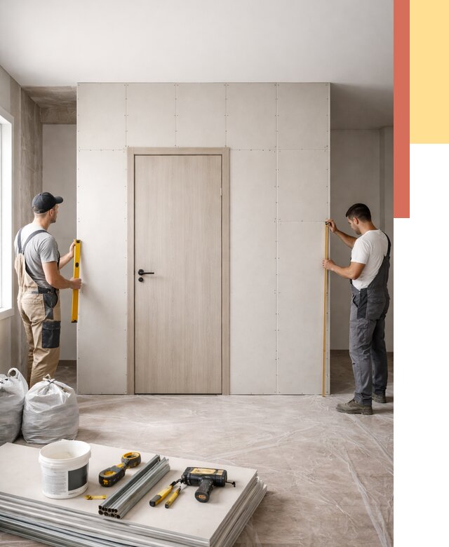 Перегородка из гипсокартона с дверью в Снежинске от 4676 руб. под ключ | ОТДЕЛОЧНИК-Снж