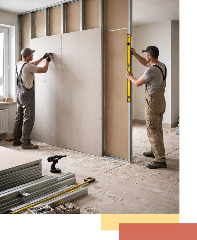 Зонирующая перегородка из гипсокартона под ключ в Снежинске