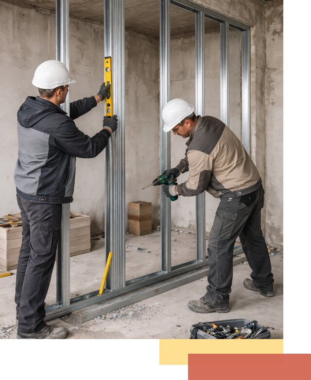 Монтаж каркаса перегородки из профиля в Снежинске