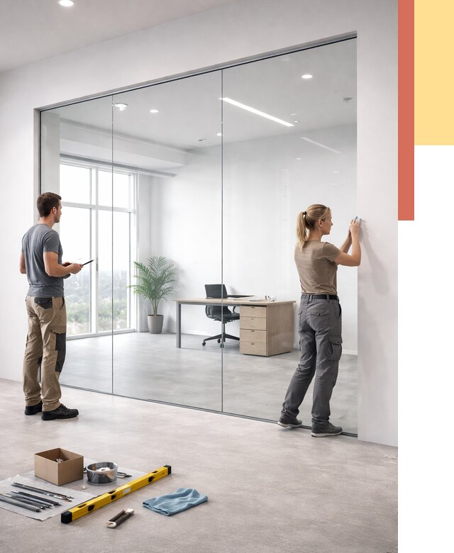 Перегородки из закаленного стекла в Снежинске от 9872 руб. под ключ | ОТДЕЛОЧНИК-Снж