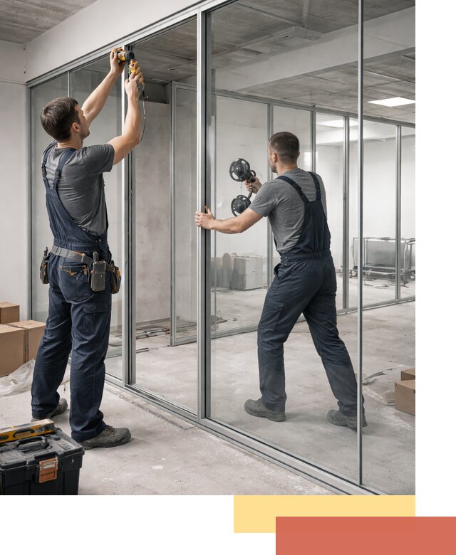 Алюминиевые перегородки со стеклом в Снежинске — изготовление и монтаж