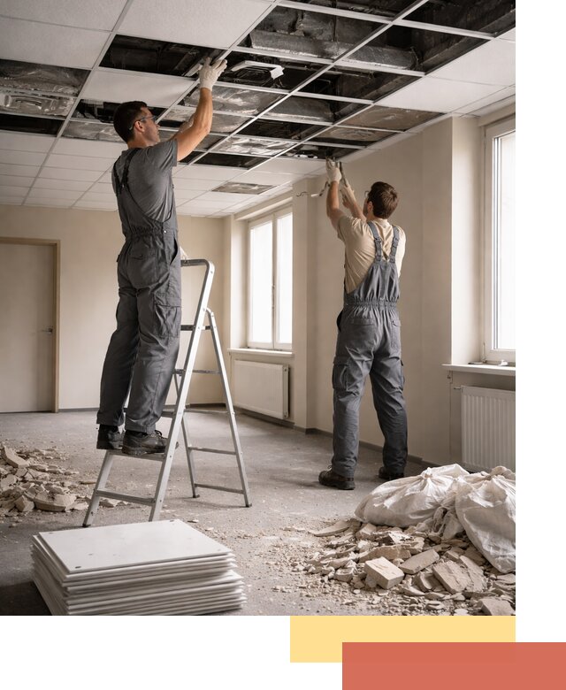 Демонтаж потолков Армстронг профессионально в Снежинске