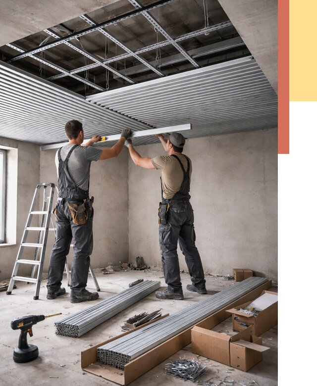 Монтаж реечного потолка в Снежинске от 4676 руб. под ключ | ОТДЕЛОЧНИК-Снж