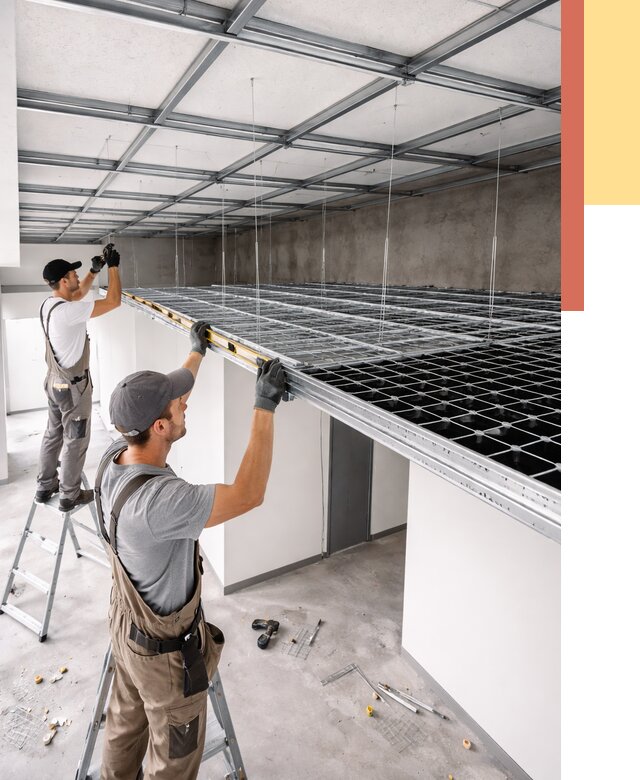 Монтаж потолка грильято в Снежинске от 468 руб./м² — быстрая сборка под ключ | ОТДЕЛОЧНИК-Снж