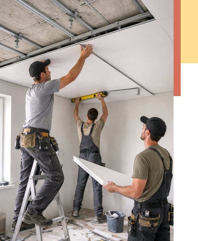 Монтаж потолка из ПВХ панелей в Снежинске от 3637 руб./м2 — быстро и недорого | ОТДЕЛОЧНИК-Снж