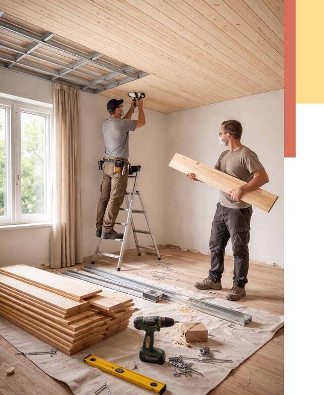 Монтаж потолка из вагонки в Снежинске от 6755 руб. | Быстро и недорого — ОТДЕЛОЧНИК-Снж