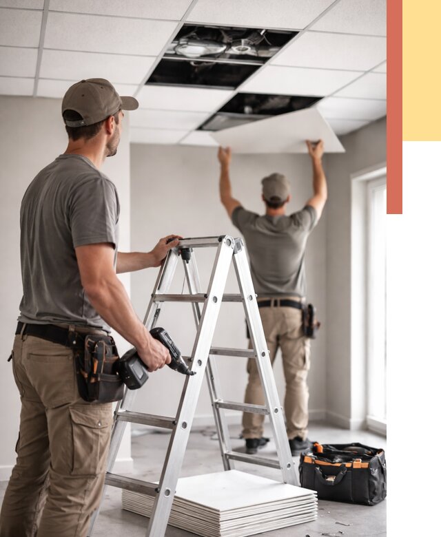 Обслуживание подвесного потолка в Снежинске от 3637 руб. — быстро и недорого | ОТДЕЛОЧНИК-Снж