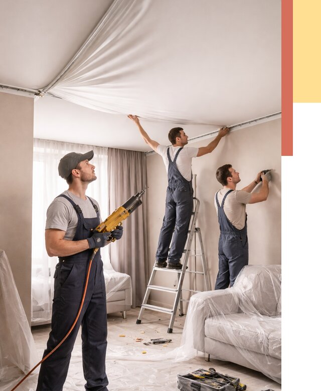 Установка натяжного потолка в Снежинске от 4676 руб. | Быстро и недорого — ОТДЕЛОЧНИК-Снж