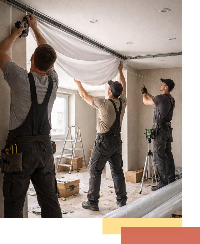 Монтаж парящего натяжного потолка под ключ в Снежинске