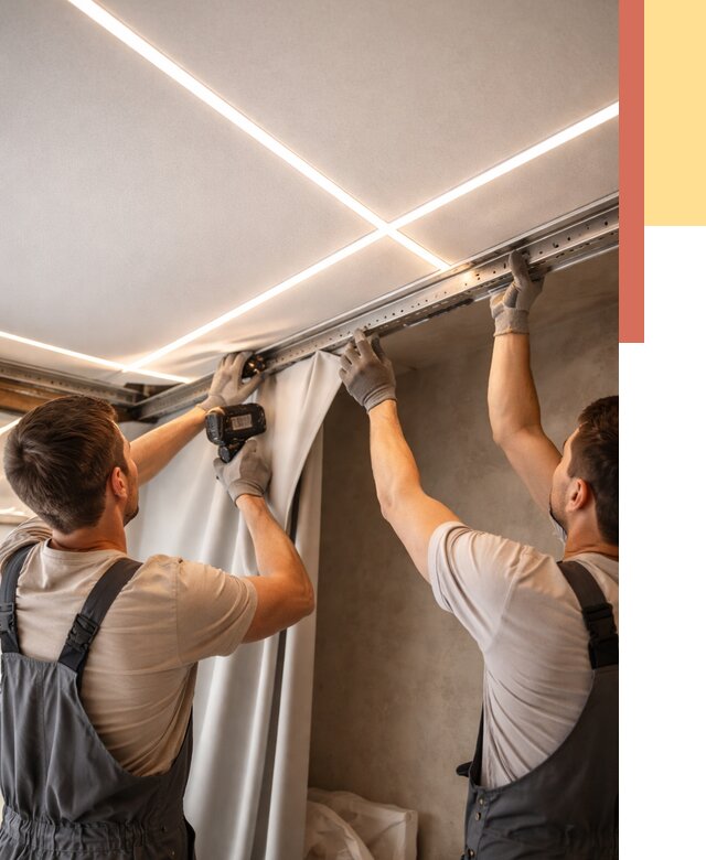 Монтаж натяжного потолка со световыми линиями в Снежинске от 1247 руб. | ОТДЕЛОЧНИК-Снж