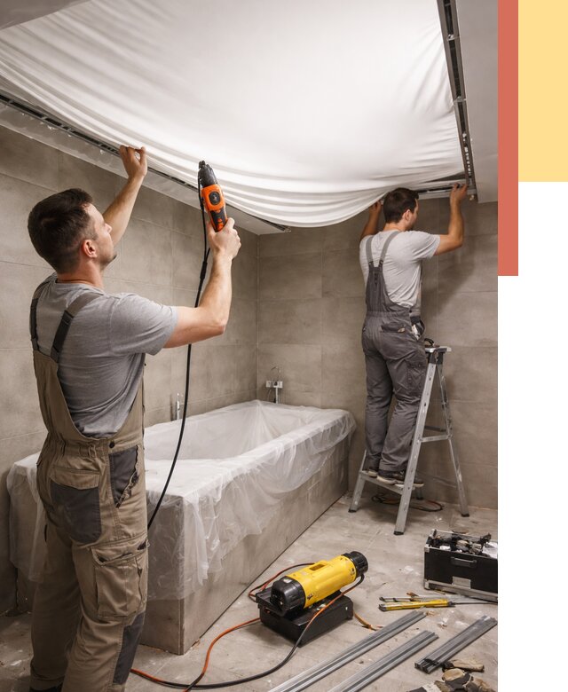 Монтаж натяжного потолка в ванной в Снежинске от 1247 руб. под ключ | ОТДЕЛОЧНИК-Снж