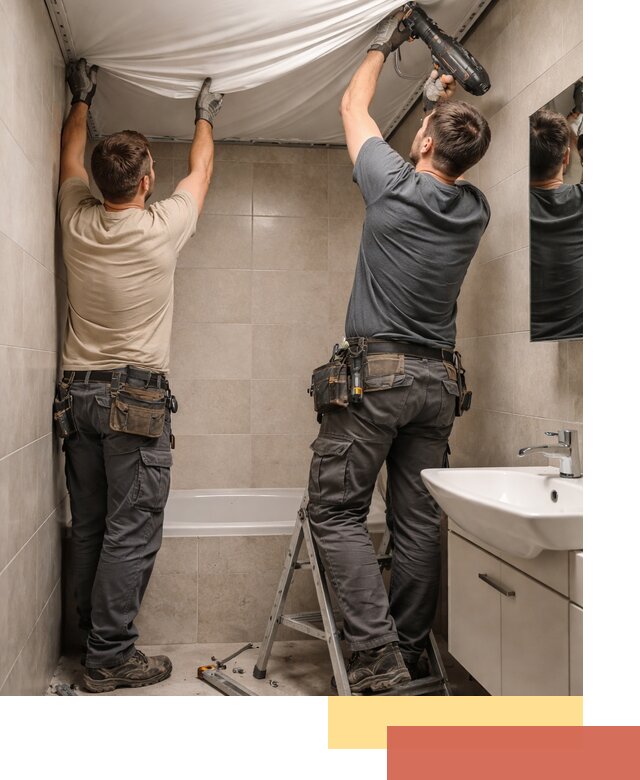 Монтаж натяжного потолка в ванной в Снежинске быстро и качественно