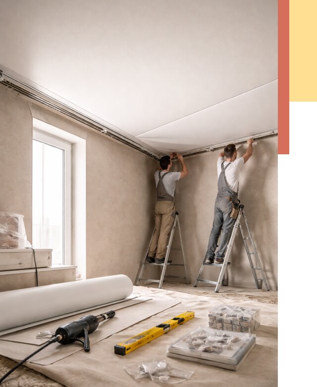 Монтаж натяжного потолка в спальне в Снежинске от 3949 руб. под ключ | ОТДЕЛОЧНИК-Снж