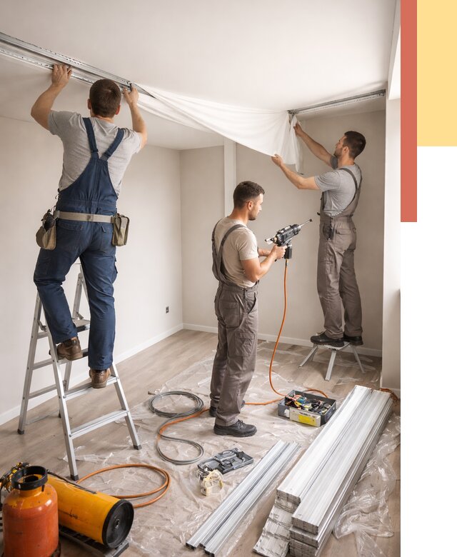 Монтаж натяжного потолка в студии в Снежинске от 5716 руб. — быстро и недорого | ОТДЕЛОЧНИК-Снж