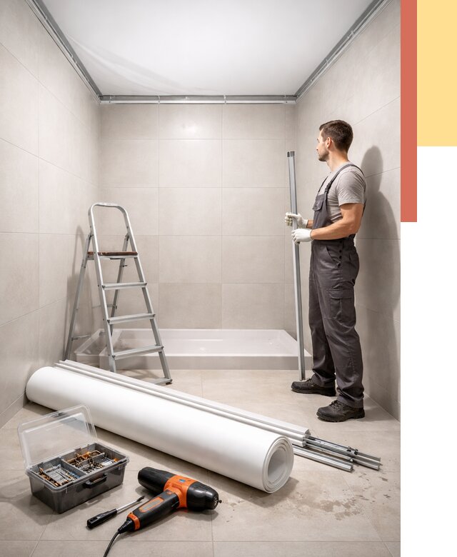 Монтаж натяжного потолка в санузле в Снежинске от 1923 руб. — ОТДЕЛОЧНИК-Снж