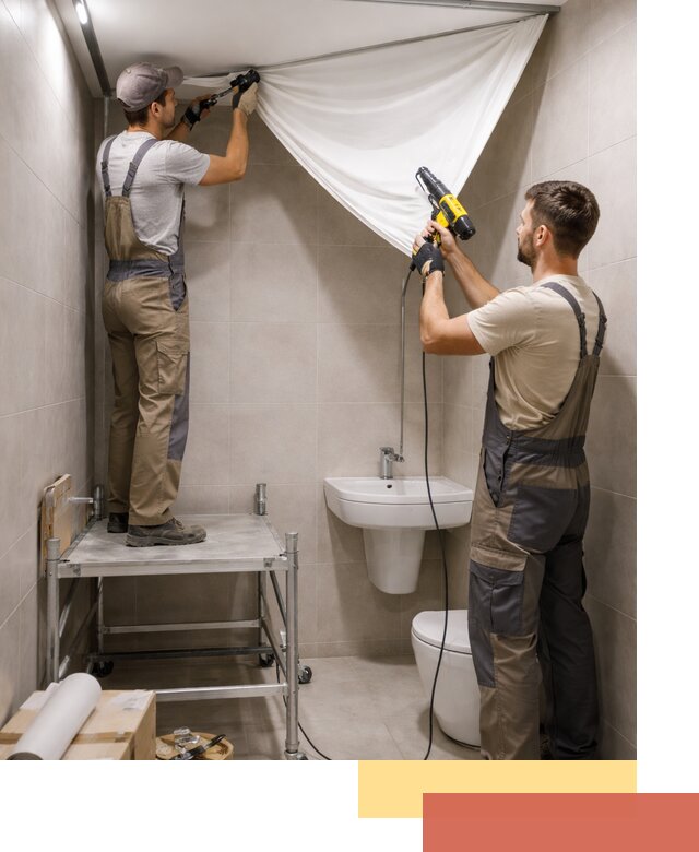 Монтаж натяжного потолка в санузле в Снежинске