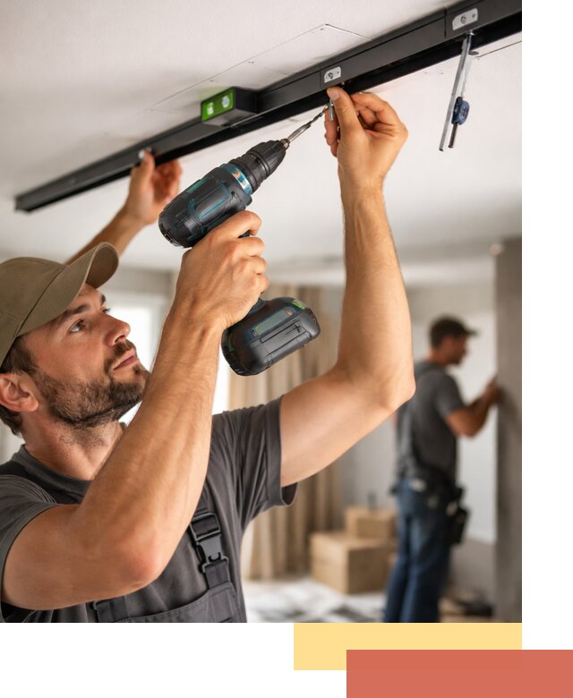 Установка трековых светильников в натяжной потолок в Снежинске